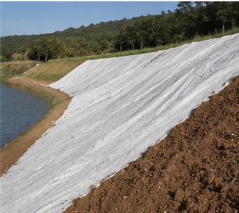 Geotextile installed on an embankment