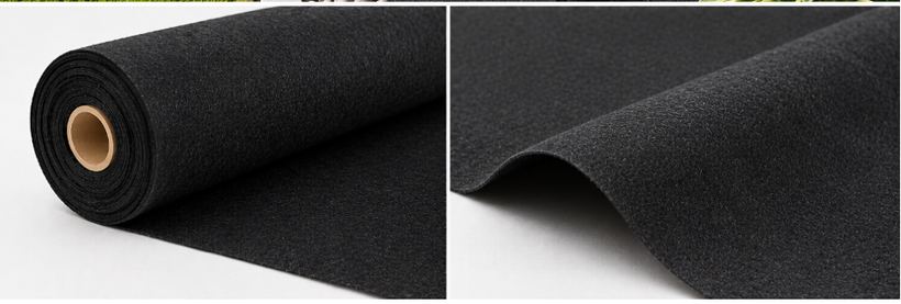Roll of black non-woven landscape fabric