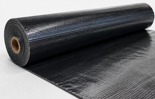 Roll of black woven polypropylene reinforcement fabric