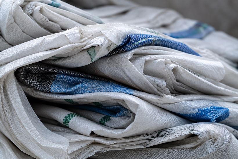 Post-consumer PP woven sacks collected for recycling